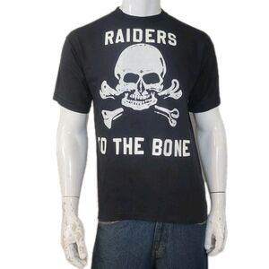 Vintage 1980s Raiders To The Bone Skull Short Sleeve Black T Shirt Men's XL NFL